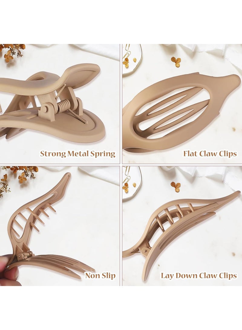 6-Piece Large Flat Hair Clips Set for Women & Girls - 4.7 Inch Non-Slip Lay Down Claw Clips, Matte Neutral Alligator Clips for Thick & Thin Hair, Strong Hold Hair Accessories - Image 5