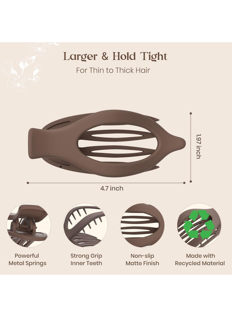 6-Piece Large Flat Hair Clips Set for Women & Girls - 4.7 Inch Non-Slip Lay Down Claw Clips, Matte Neutral Alligator Clips for Thick & Thin Hair, Strong Hold Hair Accessories - Image 4