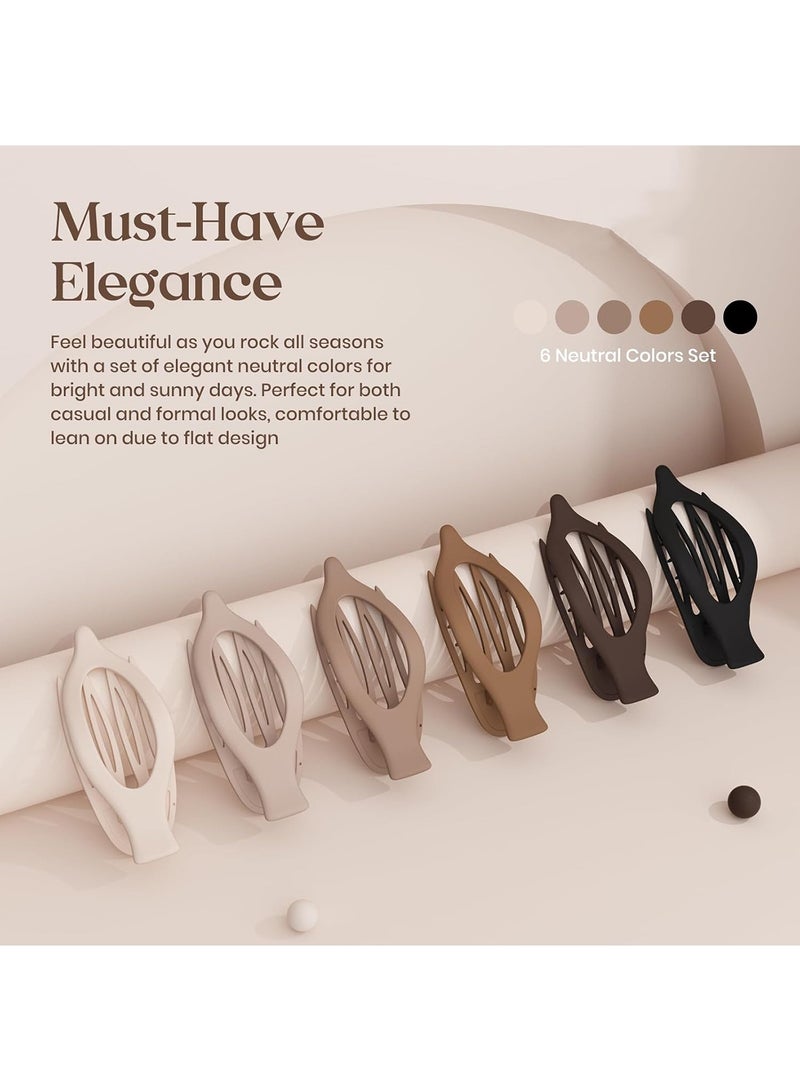 6-Piece Large Flat Hair Clips Set for Women & Girls - 4.7 Inch Non-Slip Lay Down Claw Clips, Matte Neutral Alligator Clips for Thick & Thin Hair, Strong Hold Hair Accessories - Image 3