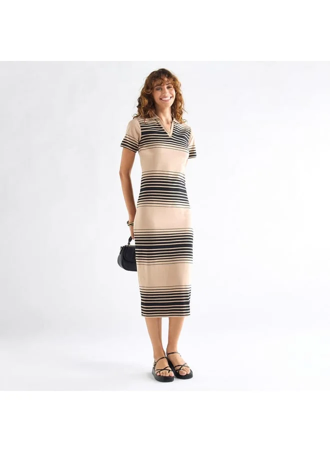 FAV Striped Polo Dress with Short Sleeves