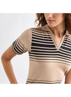 FAV Striped Polo Dress with Short Sleeves  - Image 4