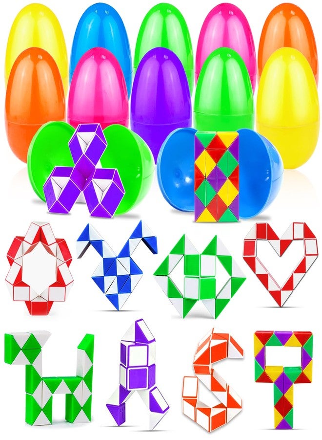 AMENON 12 Pack Pre-Filled Easter Eggs with Snake Cubes Twist Puzzle Toys, Easter Basket Stuffers Fillers Gifts Stress Relief Fidget Toys for Teens Kids Basket Essential Egg Hunt Party Favor Classroom Reward - Image 1