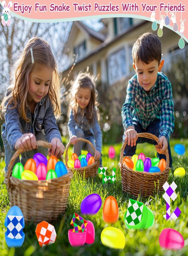 AMENON 12 Pack Pre-Filled Easter Eggs with Snake Cubes Twist Puzzle Toys, Easter Basket Stuffers Fillers Gifts Stress Relief Fidget Toys for Teens Kids Basket Essential Egg Hunt Party Favor Classroom Reward - Image 5