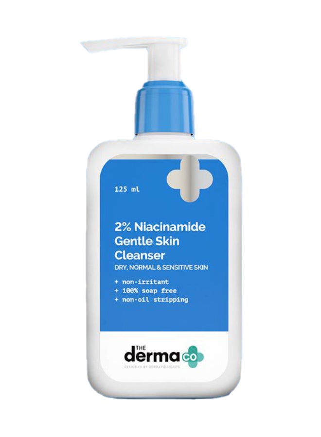 THE derma Co منظف البشرة اللطيف 2% نياسيناميد من ديرما كو للبشرة الحساسة والجافة والعادية - 125 مل غير مهيج | خالٍ من الصابون بنسبة 100% | لا يزيل الزيوت | ينظف المكياج بلطف - Image 1