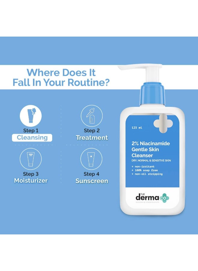 THE derma Co The Derma Co 2% Niacinamide Gentle Skin Cleanser for Sensitive, Dry, Normal Skin - 125 ml Non-Irritant | 100% Soap-Free | Non-Oil Stripping | Gently Cleanses Makeup  - Image 5