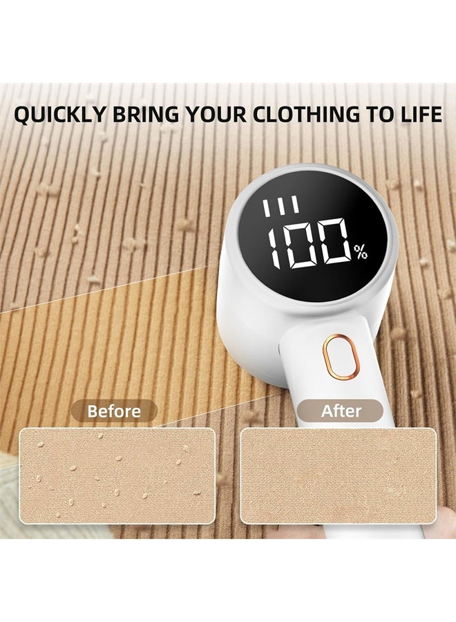 HOMESTAR Fabric Shaver, Lint Remover Rechargeable, Electric Portable Sweater Defuzzer with 3 Speeds, 6 Leaf Blades, Digital LED Display, for Clothes, Furniture, Sweater, Couch, Blanket - Image 2