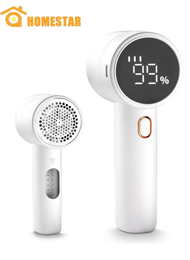 HOMESTAR Fabric Shaver, Lint Remover Rechargeable, Electric Portable Sweater Defuzzer with 3 Speeds, 6 Leaf Blades, Digital LED Display, for Clothes, Furniture, Sweater, Couch, Blanket - Image 1