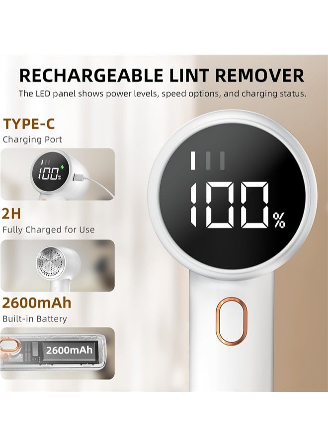 HOMESTAR Fabric Shaver, Lint Remover Rechargeable, Electric Portable Sweater Defuzzer with 3 Speeds, 6 Leaf Blades, Digital LED Display, for Clothes, Furniture, Sweater, Couch, Blanket - Image 3