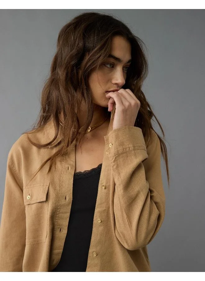 امريكان ايجل AE Weekend Vibes Long-Sleeve Button-Up Shirt