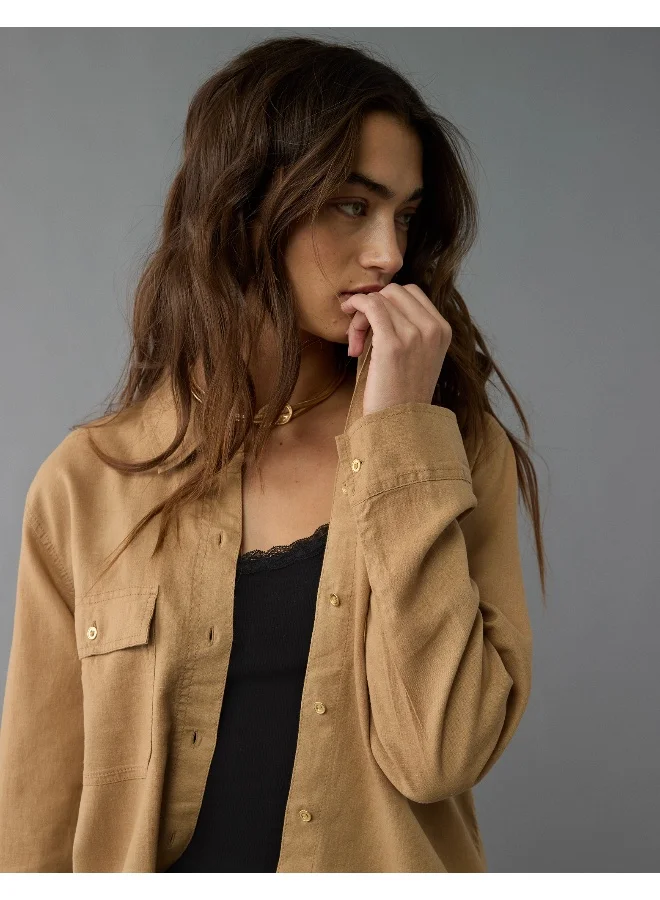 American Eagle AE Weekend Vibes Long-Sleeve Button-Up Shirt
