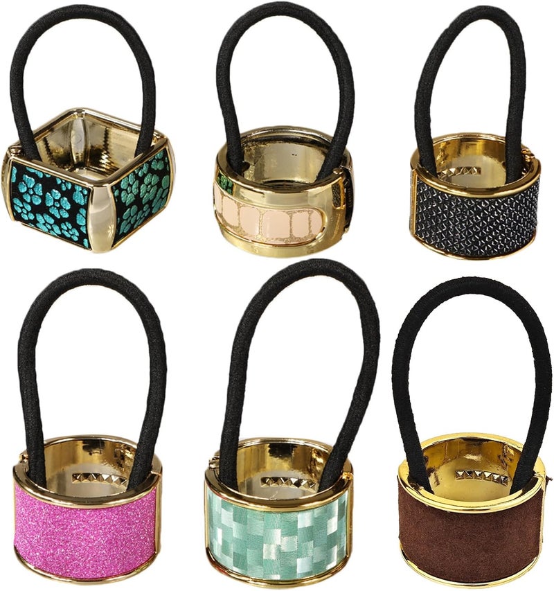 kilofly 6pc Cuff Elastic Band Ponytail Holder Hair Tie Styling Wrap Set