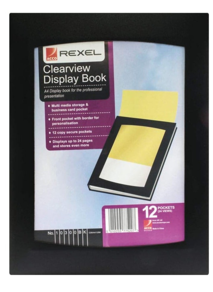 1 Pack Clear View A4 Black Display Book (Pack of 12)