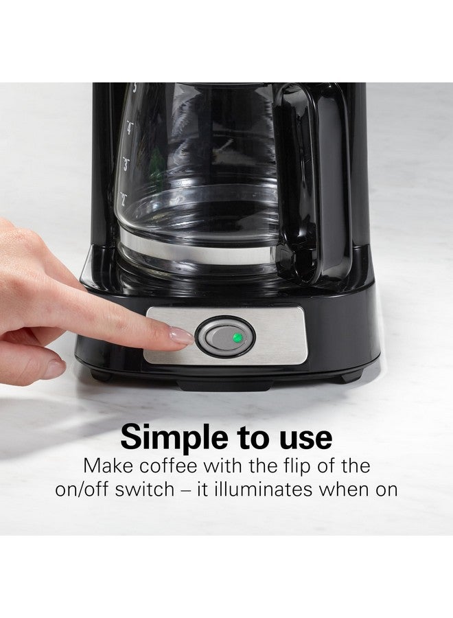 Hamilton Beach صانعة القهوة هاملتون بيتش 5 أكواب مع سلة تعبئة أمامية سهلة، تصميم مدمج، تعمل مع المقابس الذكية، إبريق زجاجي، إيقاف تلقائي وصب، أسود وفولاذ مقاوم للصدأ (46112) - Image 5