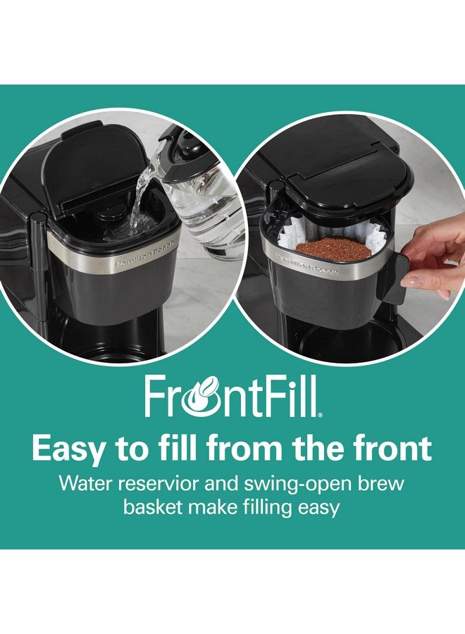 Hamilton Beach صانعة القهوة هاملتون بيتش 5 أكواب مع سلة تعبئة أمامية سهلة، تصميم مدمج، تعمل مع المقابس الذكية، إبريق زجاجي، إيقاف تلقائي وصب، أسود وفولاذ مقاوم للصدأ (46112) - Image 3