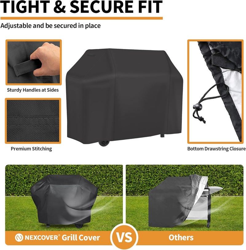 NEXCOVER غطاء لشواية الغاز - غطاء مقاوم للماء بقياس 70 بوصة، مقاوم لأشعة الشمس (UV)، سهل التركيب والإزالة، مقاوم للتلاشي والغبار، مناسب لشوايات Brinkmann Char-Broil وWeber Nexgrill وغيرها. - Image 3