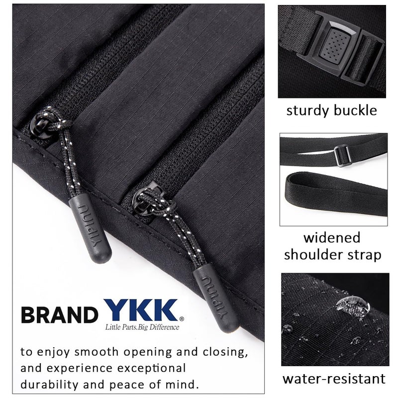 YIPINU Crossbody Money Belt for Travel Women & Men Hidden, Travel Wallet Pouch - Slim Passport Holde, RFID Blocking Neck Wallet Under Clothes to Protect Cash, Credit Cards and Documents (BLACK) - Image 3