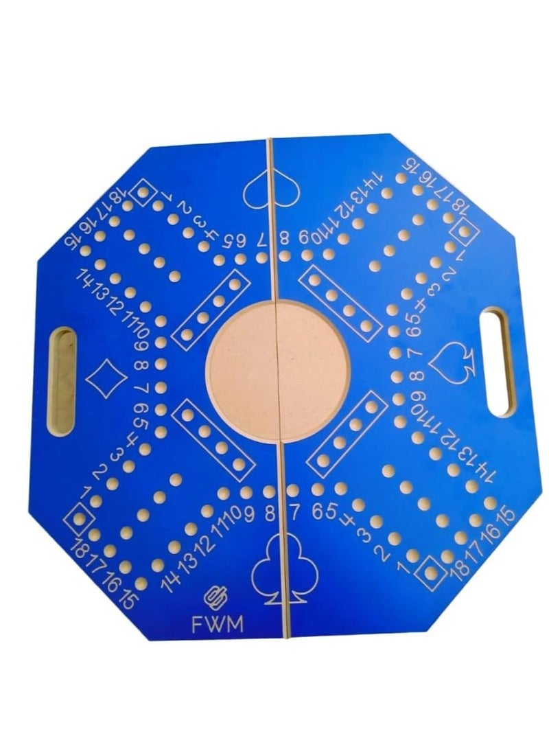 FWM Numbered Jackaroo Game for 4 Players, Folding Board, Strategic Planning Game, Soft Blue Wood, 2 Kinds of Playing Cards, High Quality Plastic Playing Card, Board Size 57*57*2cm, 16 Balls - Image 2