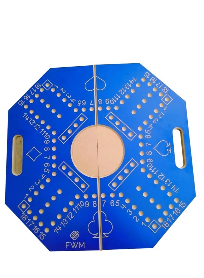 FWM Numbered Jackaroo Game for 4 Players, Folding Board, Strategic Planning Game, Soft Blue Wood, 2 Kinds of Playing Cards, High Quality Plastic Playing Card, Board Size 57*57*2cm, 16 Balls - Image 3