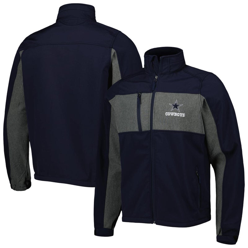 dunbrooke Mens Navy Dallas Cowboys Zephyr Softshell FullZip Jacket