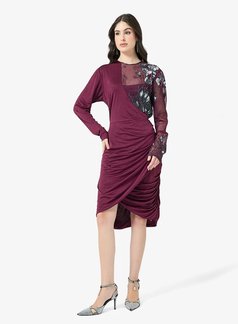 Virgos Lounge Geralda Beaded Shoulder Midi Dress