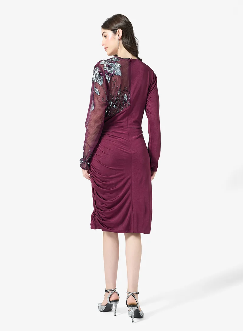 Virgos Lounge Geralda Beaded Shoulder Midi Dress