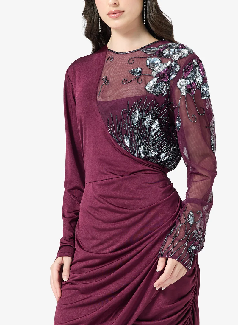 Virgos Lounge  Geralda Beaded Shoulder Midi Dress for Women | Best Price UAE