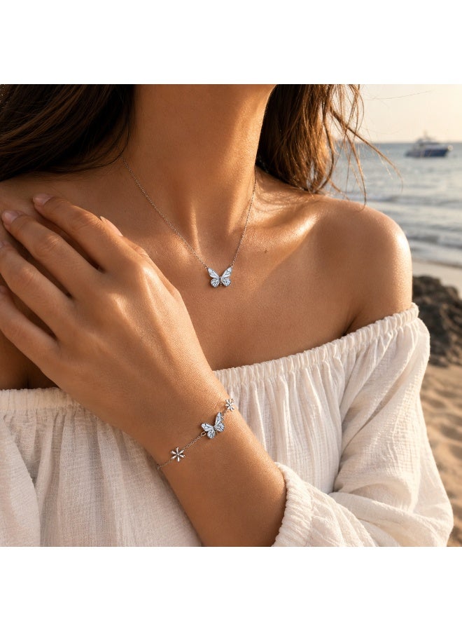 RAFAL Glow in the Dark Butterfly Jewelry Set – Luminous Butterfly Pendant Necklace and Plated Brass Bracelet, Night Glow Accessories for Women and Girls, Delicate Birthday and Graduation Gifts - Image 5