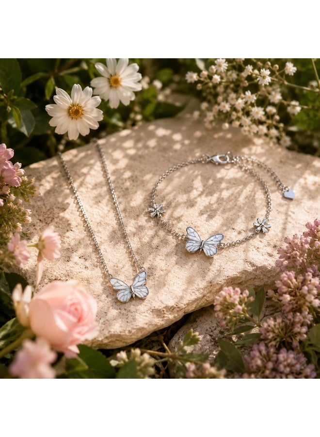 RAFAL Glow in the Dark Butterfly Jewelry Set – Luminous Butterfly Pendant Necklace and Plated Brass Bracelet, Night Glow Accessories for Women and Girls, Delicate Birthday and Graduation Gifts - Image 3