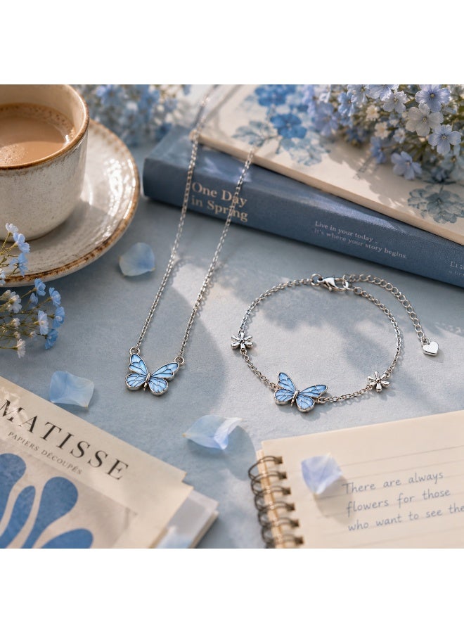 RAFAL Glow in the Dark Butterfly Jewelry Set – Luminous Butterfly Pendant Necklace and Plated Brass Bracelet, Night Glow Accessories for Women and Girls, Delicate Birthday and Graduation Gifts - Image 4