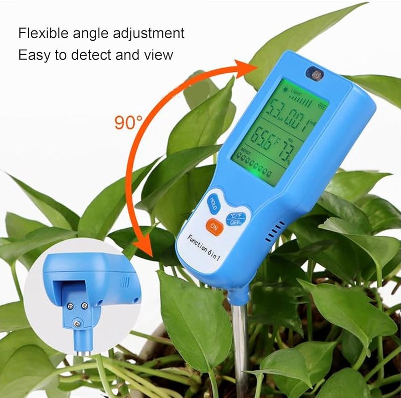 Digital Soil Tester 6 in 1 pH Moisture Light Fertility Temperature Meter LCD Backlight - Image 4