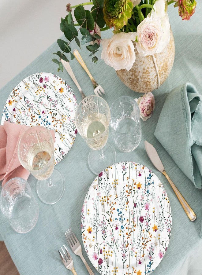 Whaline صحون ورقية من وايلين 40 قطعة زهور برية 9 بوصة قابلة للتصرف صحون حلوى مزخرفة لوجبات العشاء في فصل الربيع لحفلات النزهة الصيفية أعياد الميلاد حفلات الزفاف حفلات الاستحمام للعروس وحفلات استحمام الأطفال زينة الحفلات - Image 4