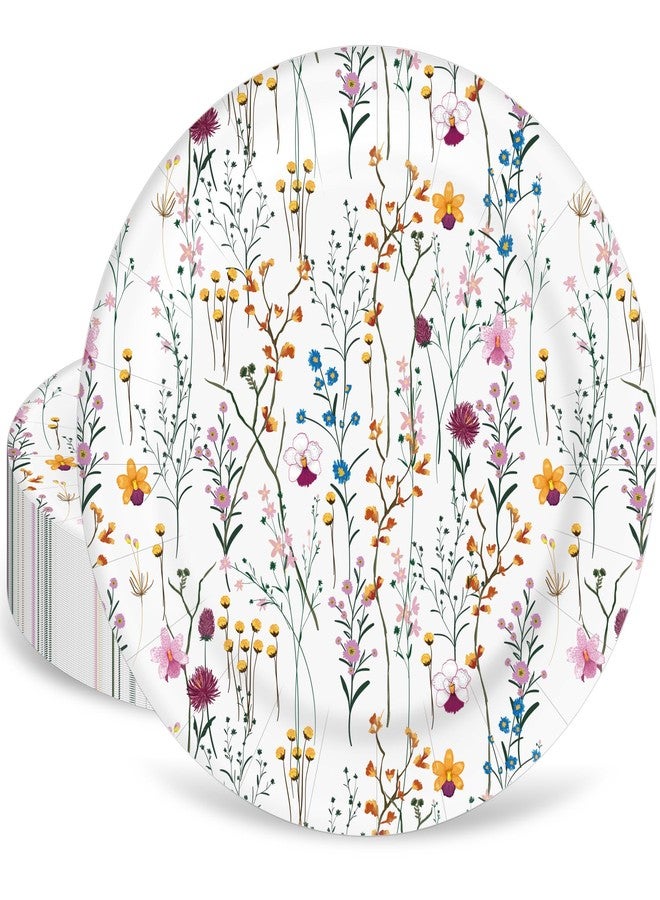 Whaline صحون ورقية من وايلين 40 قطعة زهور برية 9 بوصة قابلة للتصرف صحون حلوى مزخرفة لوجبات العشاء في فصل الربيع لحفلات النزهة الصيفية أعياد الميلاد حفلات الزفاف حفلات الاستحمام للعروس وحفلات استحمام الأطفال زينة الحفلات - Image 1