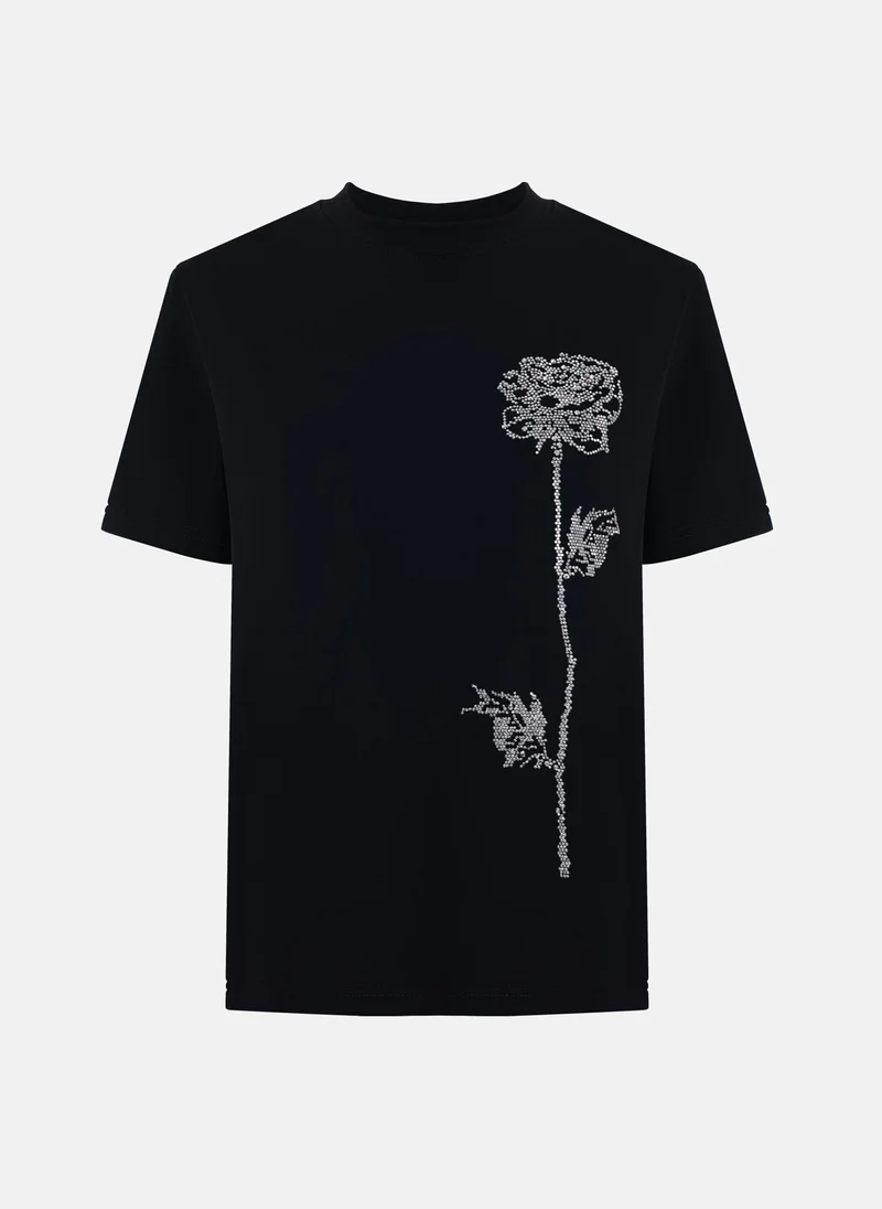 Lichi Straight T-shirt with rhinestone pattern