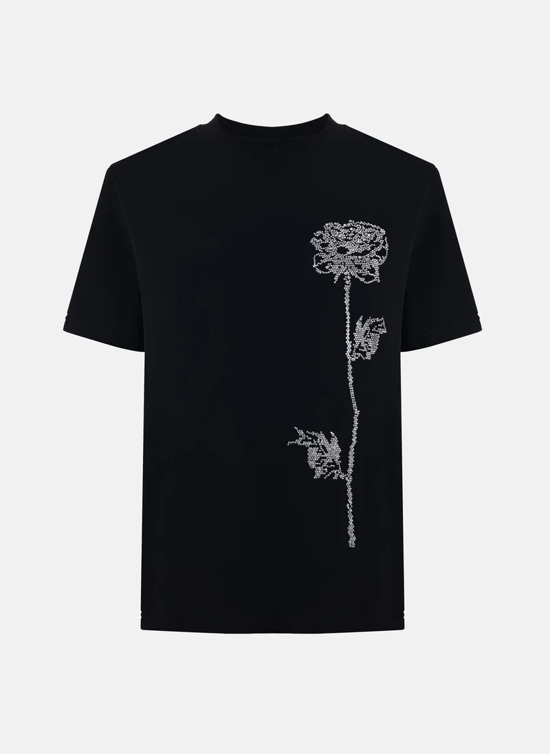 Lichi Straight T-shirt with rhinestone pattern