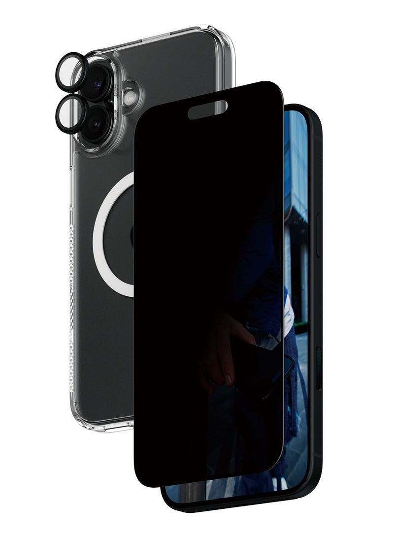 PanzerGlass حزمة حماية بانزر جلاس® 3 في 1 لجهاز آبل آيفون 16 بلس، واقي شاشة، غلاف صلب متوافق مع ماغسيف، واقي عدسة الكاميرا، زجاج مقسى - مع مساعدة التركيب لتسهيل التثبيت - Image 2