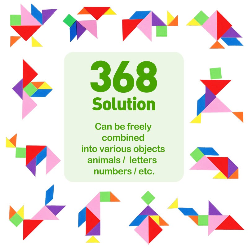 USATDD Travel Tangram Puzzle with 2 Set, Magnetic Pattern Blocks Road Trip Travel Games Jigsaw Montessori Brain Blocks IQ Book with 368 Solution Brain Teasers for Kids Adults Challenge - Image 5