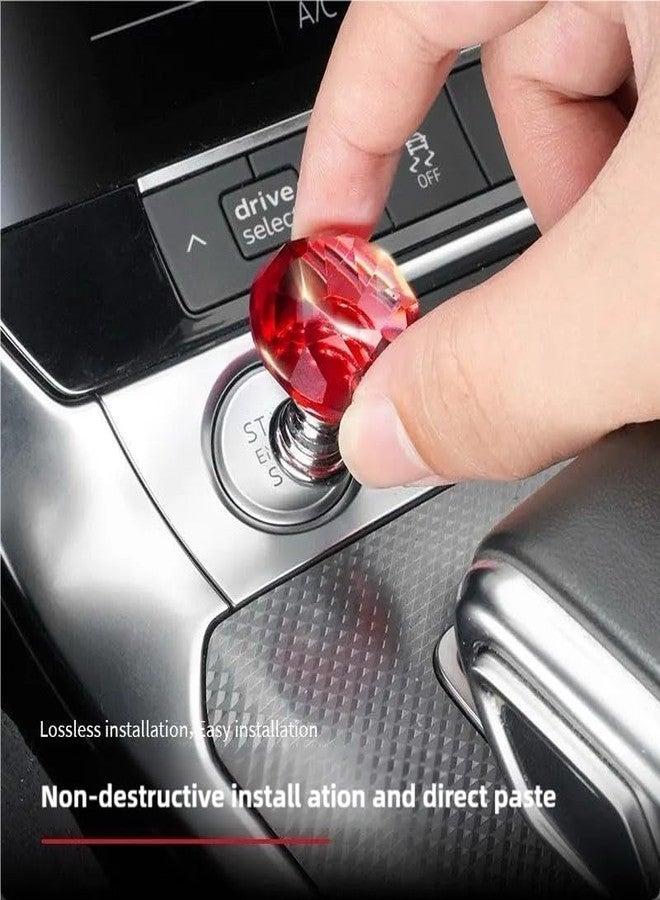 enttgo Car One-Touch Start Button with Push-to-Start Rocker Lever, Engine Start/Stop Joystick, and Full Metal Ball-bar Starter Cover for Decorative Accessories (Diamond - Transparent) - Image 3