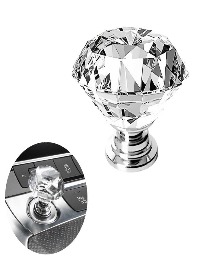 enttgo Car One-Touch Start Button with Push-to-Start Rocker Lever, Engine Start/Stop Joystick, and Full Metal Ball-bar Starter Cover for Decorative Accessories (Diamond - Transparent) - Image 1