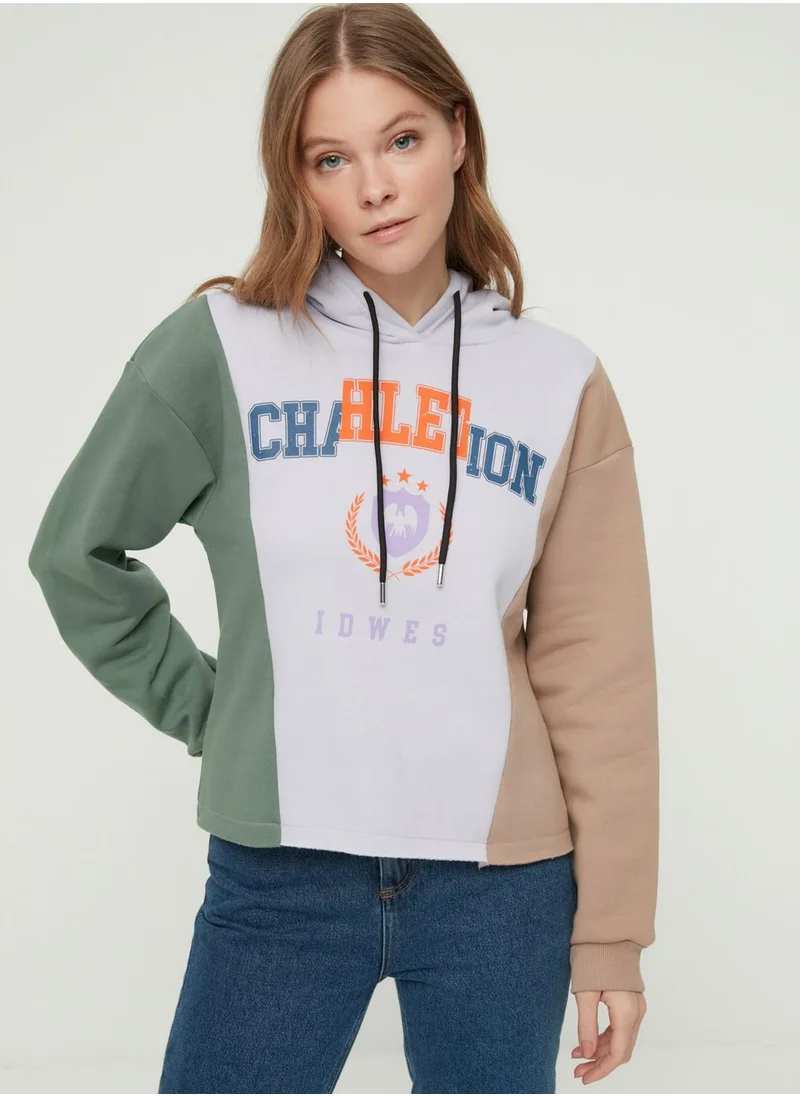 trendyol Colorblock Knitted Hoodie