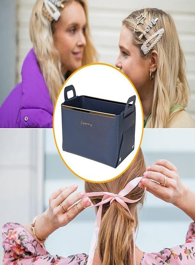 BLURISM سلة تخزين جلدية من بلوريزم، صواني مجوهرات، منظم عملات معدنية، حامل منظم مجوهرات، ديكورات منزلية أنيقة، ديكور عصري، إضاءة فاخرة، مكتب (أزرق) - Image 4