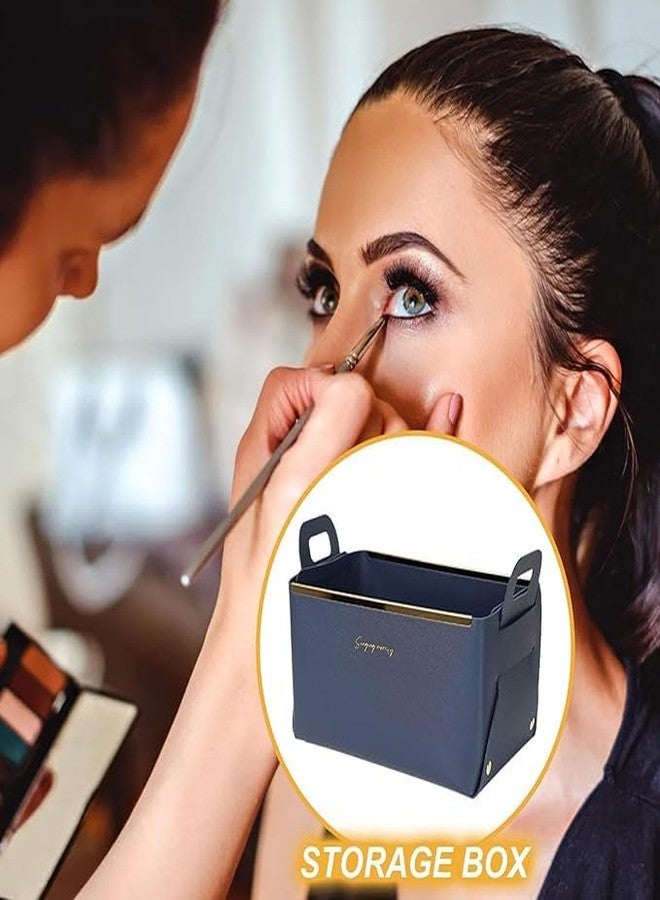 BLURISM سلة تخزين جلدية من بلوريزم، صواني مجوهرات، منظم عملات معدنية، حامل منظم مجوهرات، ديكورات منزلية أنيقة، ديكور عصري، إضاءة فاخرة، مكتب (أزرق) - Image 3