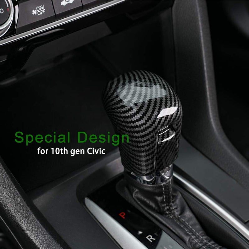 Thenice for 10th Gen Civic Gear Shifting Knob Cover CVT Automatic Transmission Lever Trim Interior Accessories Compatible with Honda Civic 2021 2020 2019 2018 2017 2016 -Black - Image 4