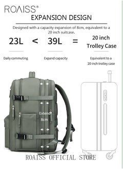 roaiss High Capacity Business Travel Backpack Expandable Luggage Bag for Short Trips Dry and Wet Separation Scientific Storage Business Computer Bag Simple Solid Color Design with Independent Shoe Storage  - Image 5