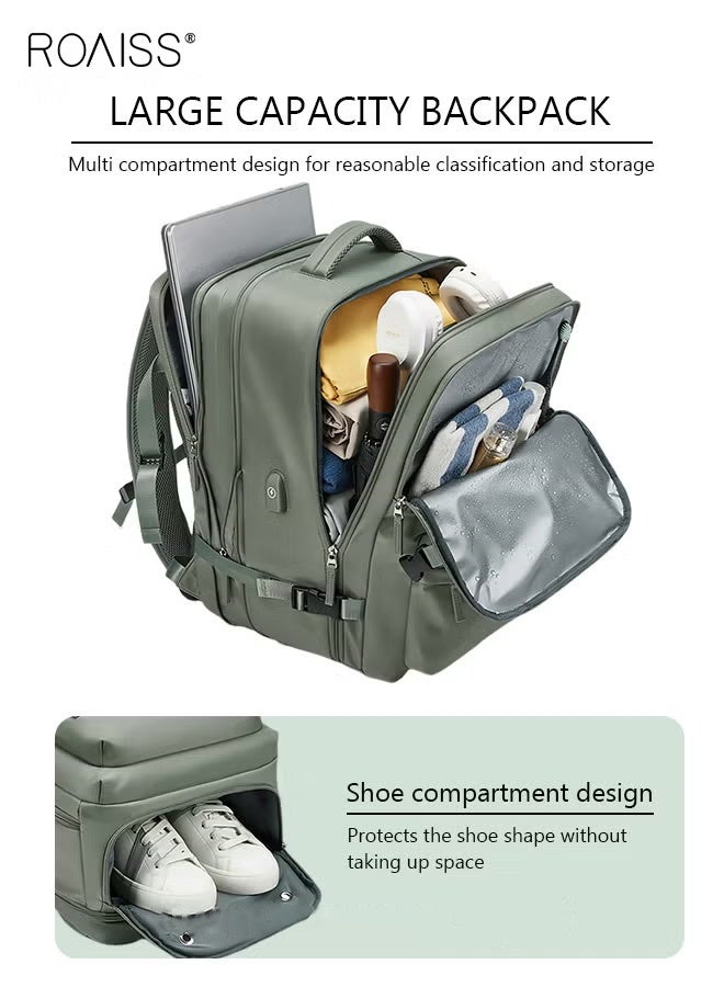 roaiss Unisex Multifunctional Backpack with Laptop Padding Compartment and Shoe Storage, Waterproof Large Capacity Bookbag, Carry On Weekender Bag with Wet and Dry Separation, Suitable for Daily Commute, Overnight Flight and Short Trip - Image 3