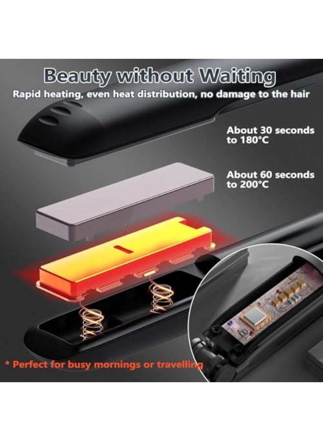 مكواة شعر لاسلكية 2 في 1 للسفر قابلة لإعادة الشحن عبر USB، مع بطارية 5000mAh ومصفف شعر صغير محمول، تسخين سريع و4 مستويات حرارة قابلة للتعديل من نالاكال. - Image 2