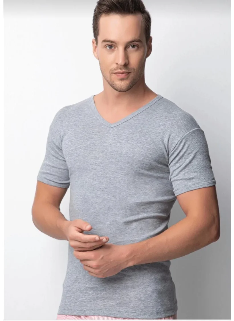 دونكس Lycra Cotton Rib Half Sleeve V Neck Men's Undershirt