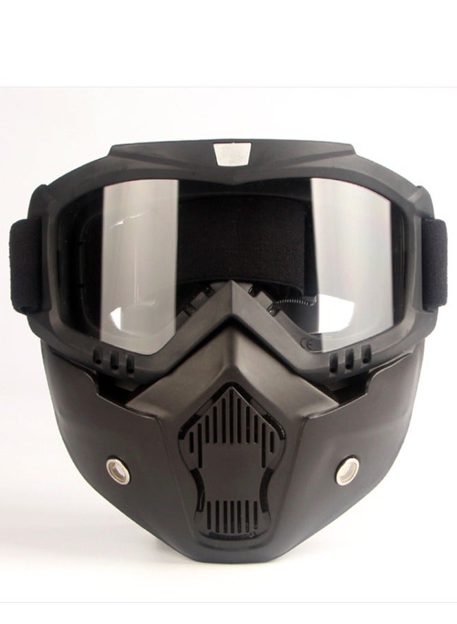 Detachable Mask Motorcycle Goggles,Adjustable Non-Slip Strap Retro Harley Helmet Mask - Image 1