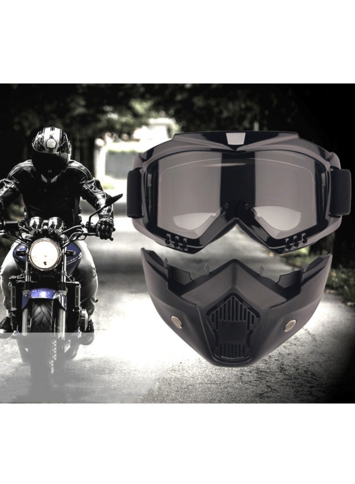 Detachable Mask Motorcycle Goggles,Adjustable Non-Slip Strap Retro Harley Helmet Mask - Image 2