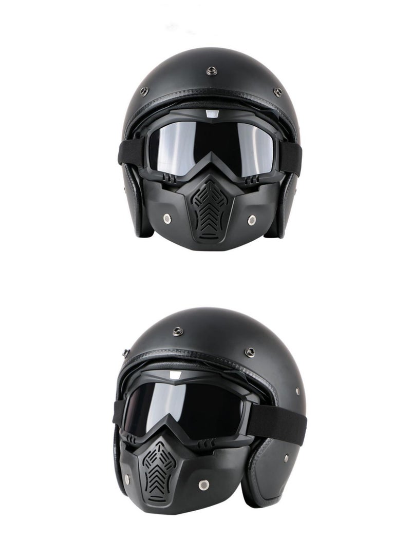 Detachable Mask Motorcycle Goggles,Adjustable Non-Slip Strap Retro Harley Helmet Mask - Image 4