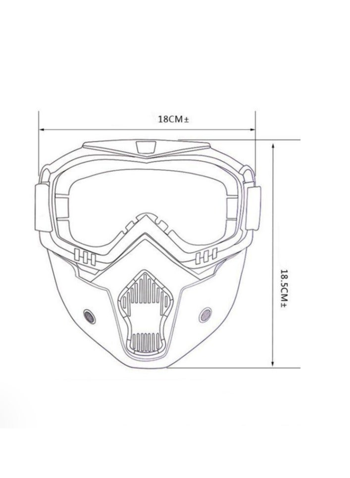 Detachable Mask Motorcycle Goggles,Adjustable Non-Slip Strap Retro Harley Helmet Mask - Image 5